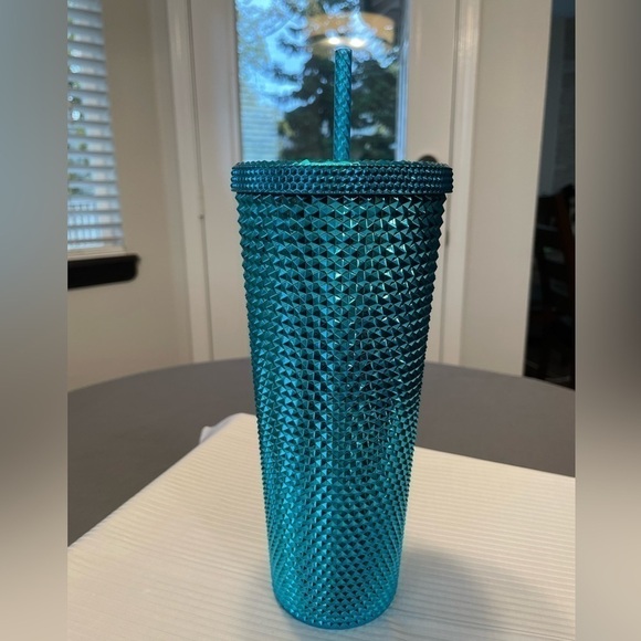 Starbucks Summer 2023 Blue Splash Chrome Bling Studded 24oz Tumbler. NWT. Blingy - Picture 3 of 6